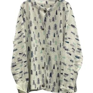 Pine tree Patterned Button-Up Women cardigan